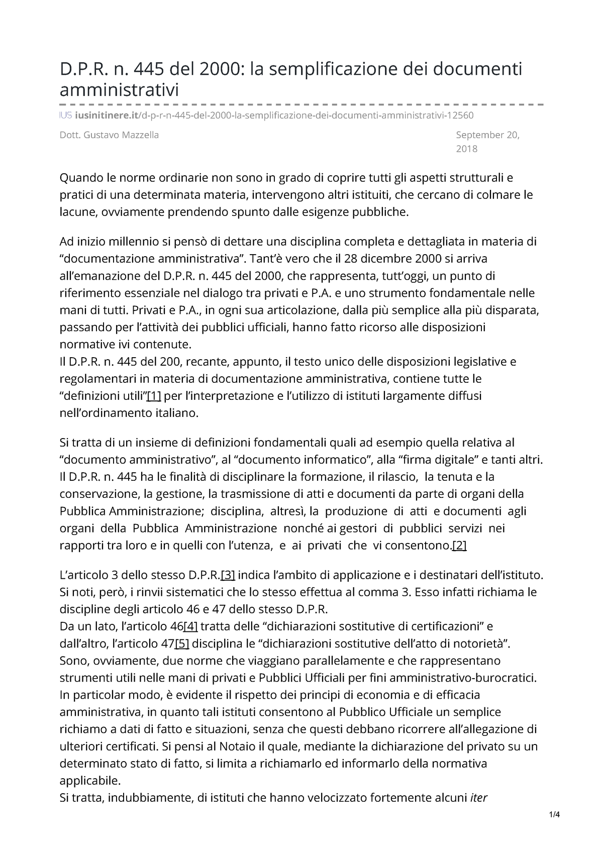 DPR n 445 del 2000 la semplificazione dei documenti amministrativi