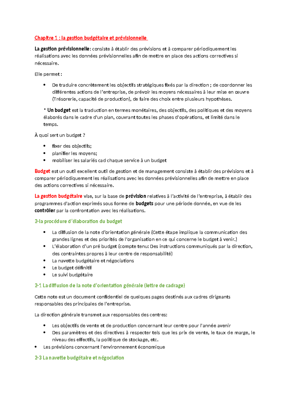 Gestion budgetaire - Chapitre 1 : la gestion budgétaire et ...