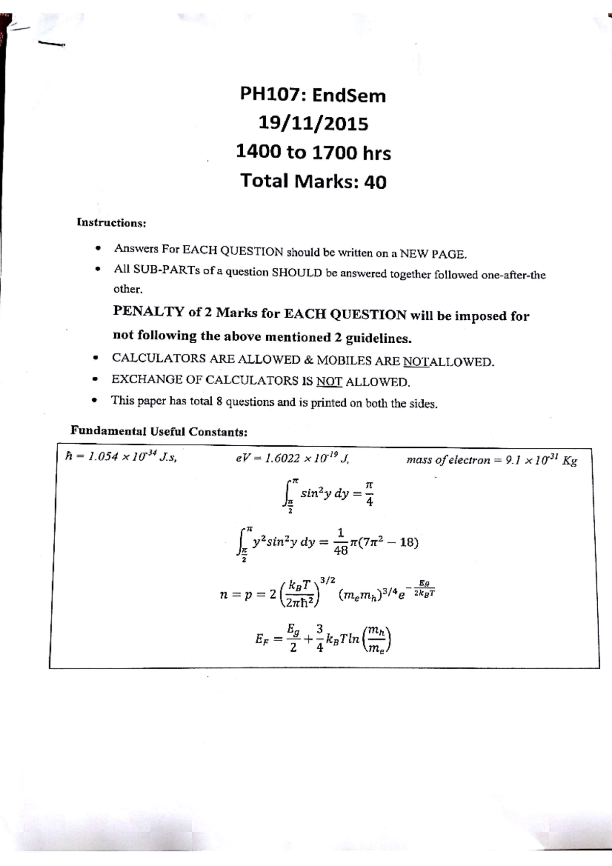 2015 Endsem Paper - Quantum Physics - Studocu