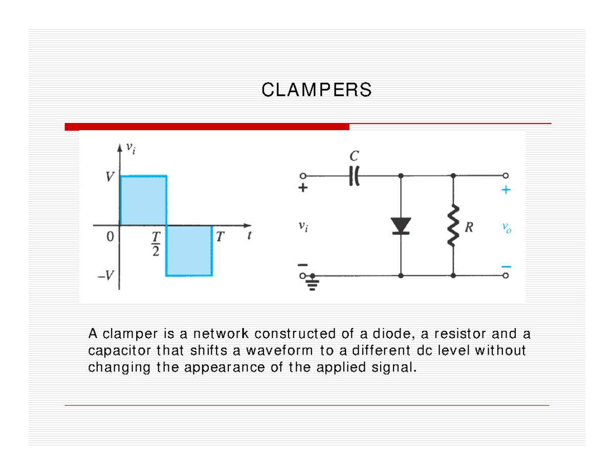 Clamper Slides Notes Summary Electrical Safety engineering CLAMPERS