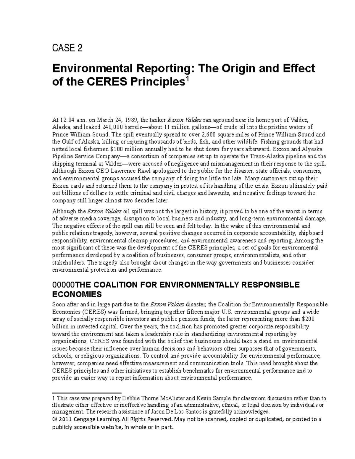 CASE 2-Environmental Reporting The Origin and Effect of the Ceres ...