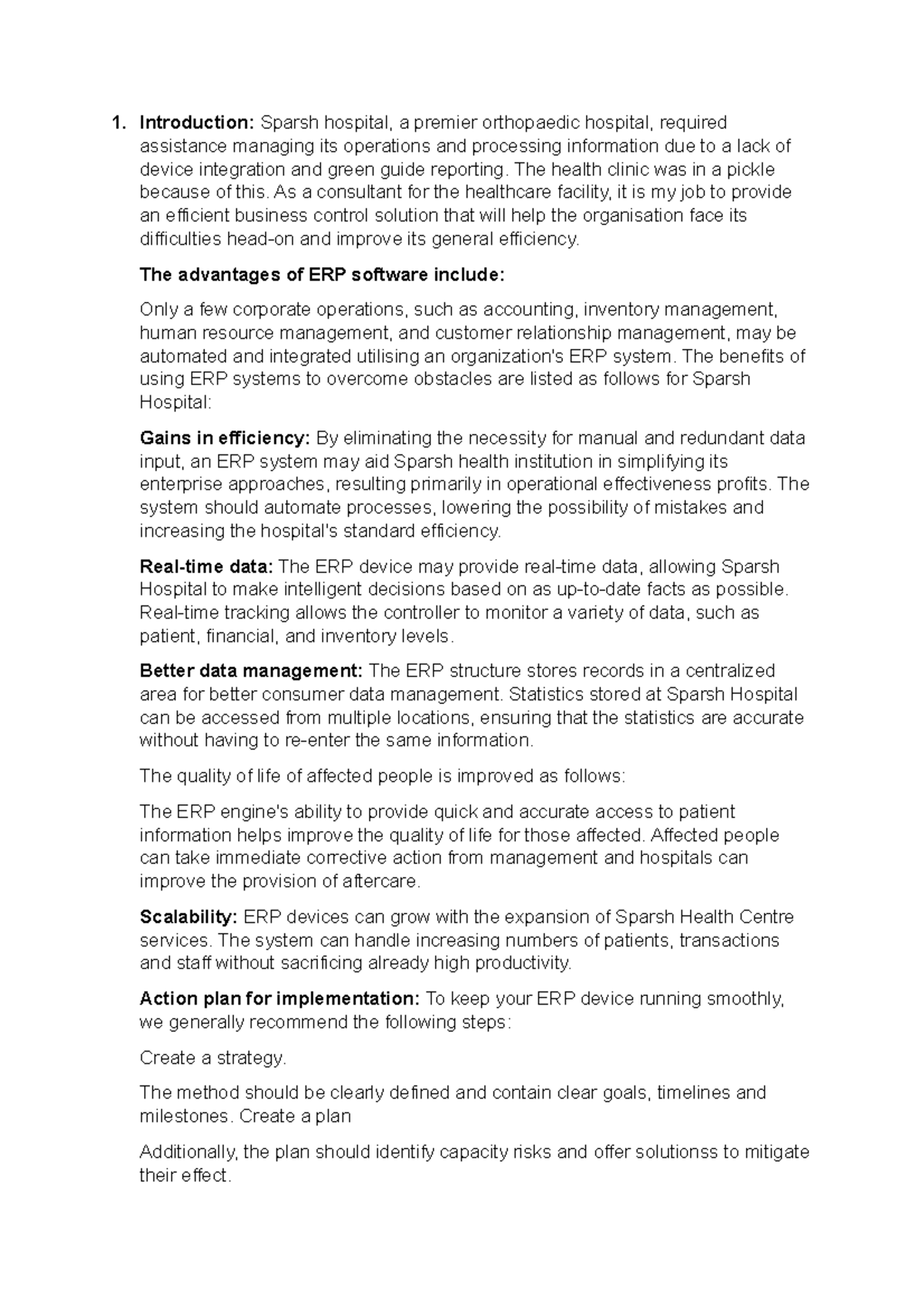 Enterprise Resource Planning - Introduction: Sparsh hospital, a premier ...