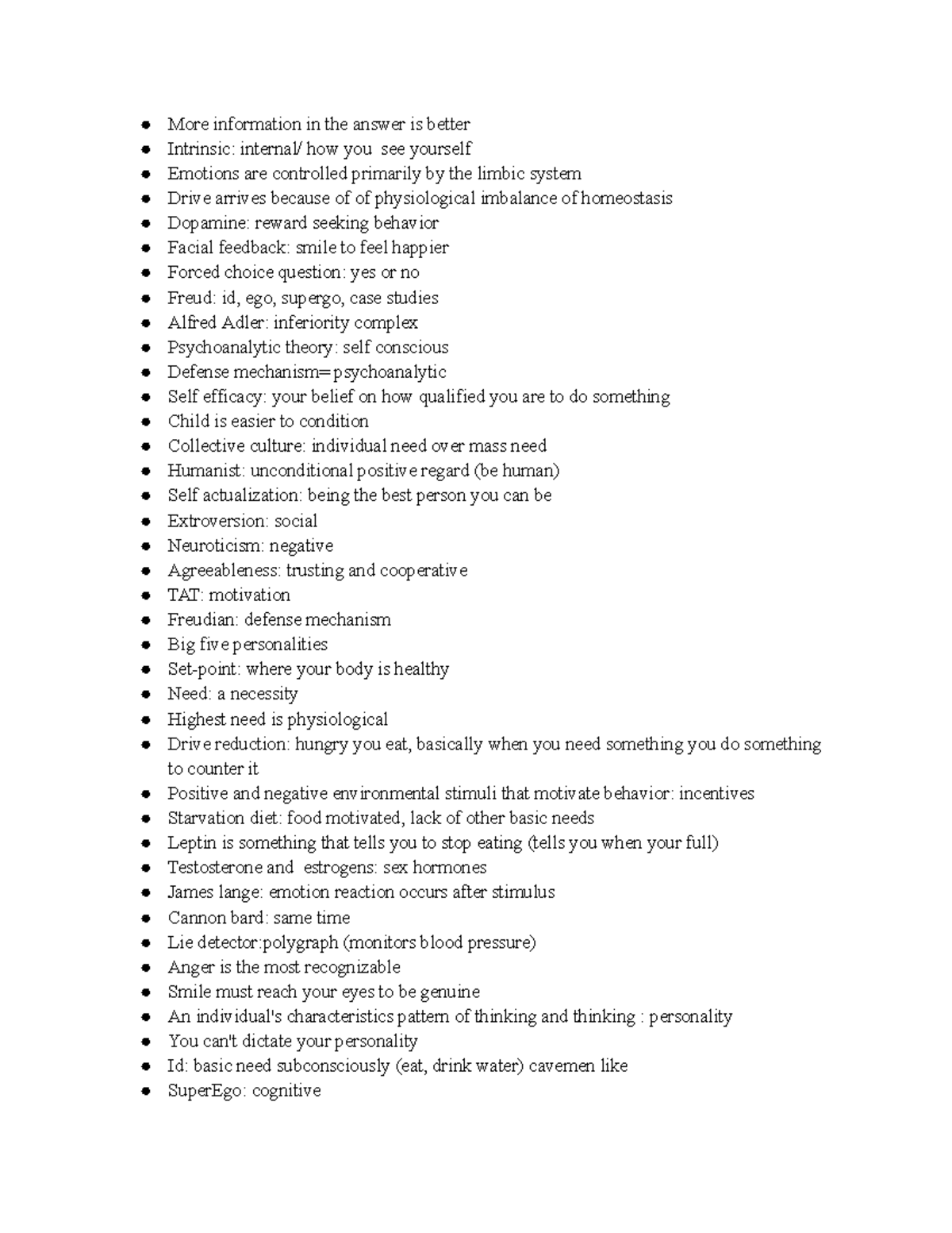 Psychology review - More information in the answer is better Intrinsic ...