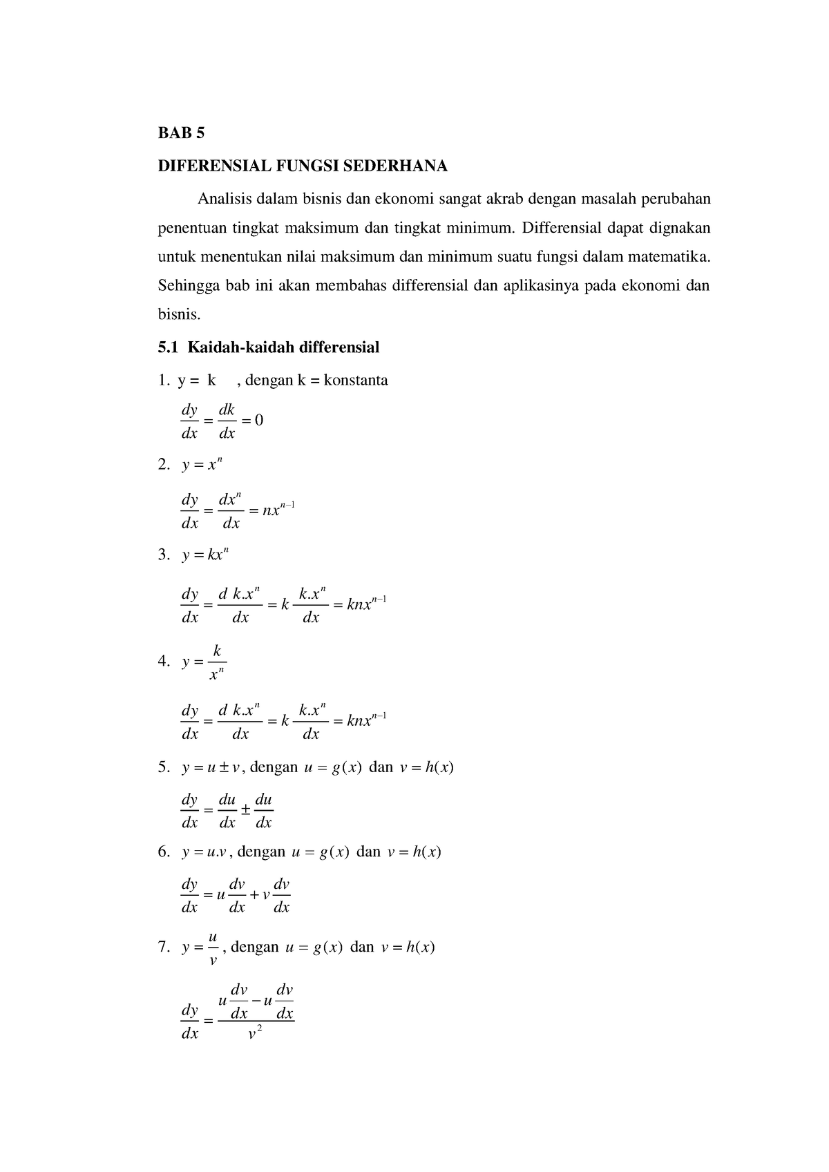 Bab 5 Diferensial Fungsi Sederhana - BAB 5 DIFERENSIAL FUNGSI SEDERHANA ...