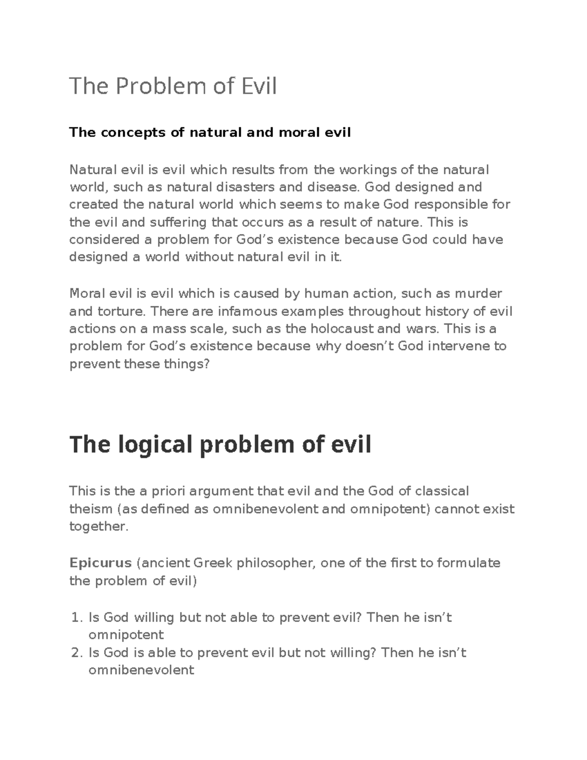 Document 19 - The Problem of Evil The concepts of natural and moral ...