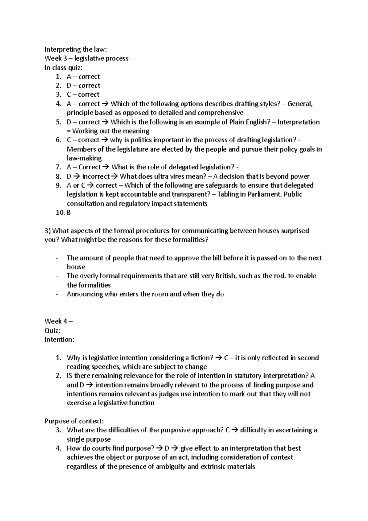 Interpreting the law class notes - Interpreting the law: Week 3 ...