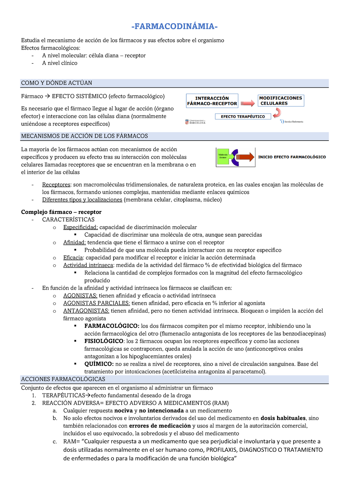 Farmacodinamia -FARMACODIN¡MIA- Estudia El Mecanismo De AcciÛn De Los F ...