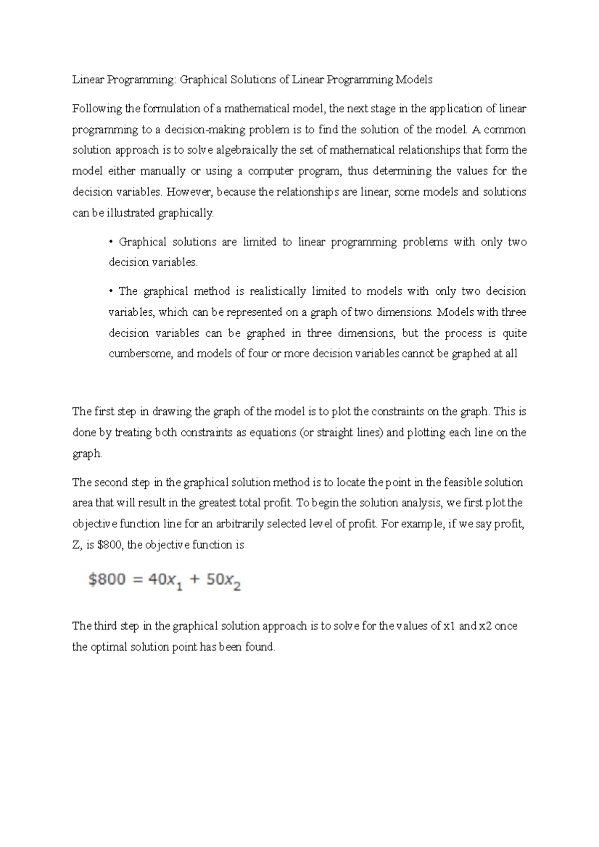 Linear Programming note 2 - Linear Programming: Graphical Solutions of ...