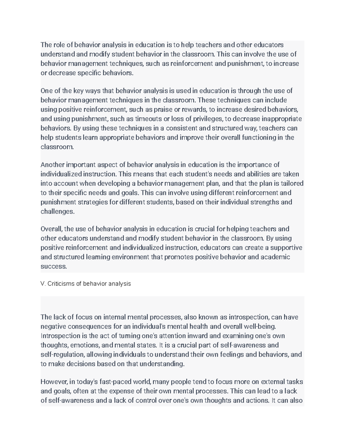 Psych Notes #5 - The role of behavior analysis in education is to help ...
