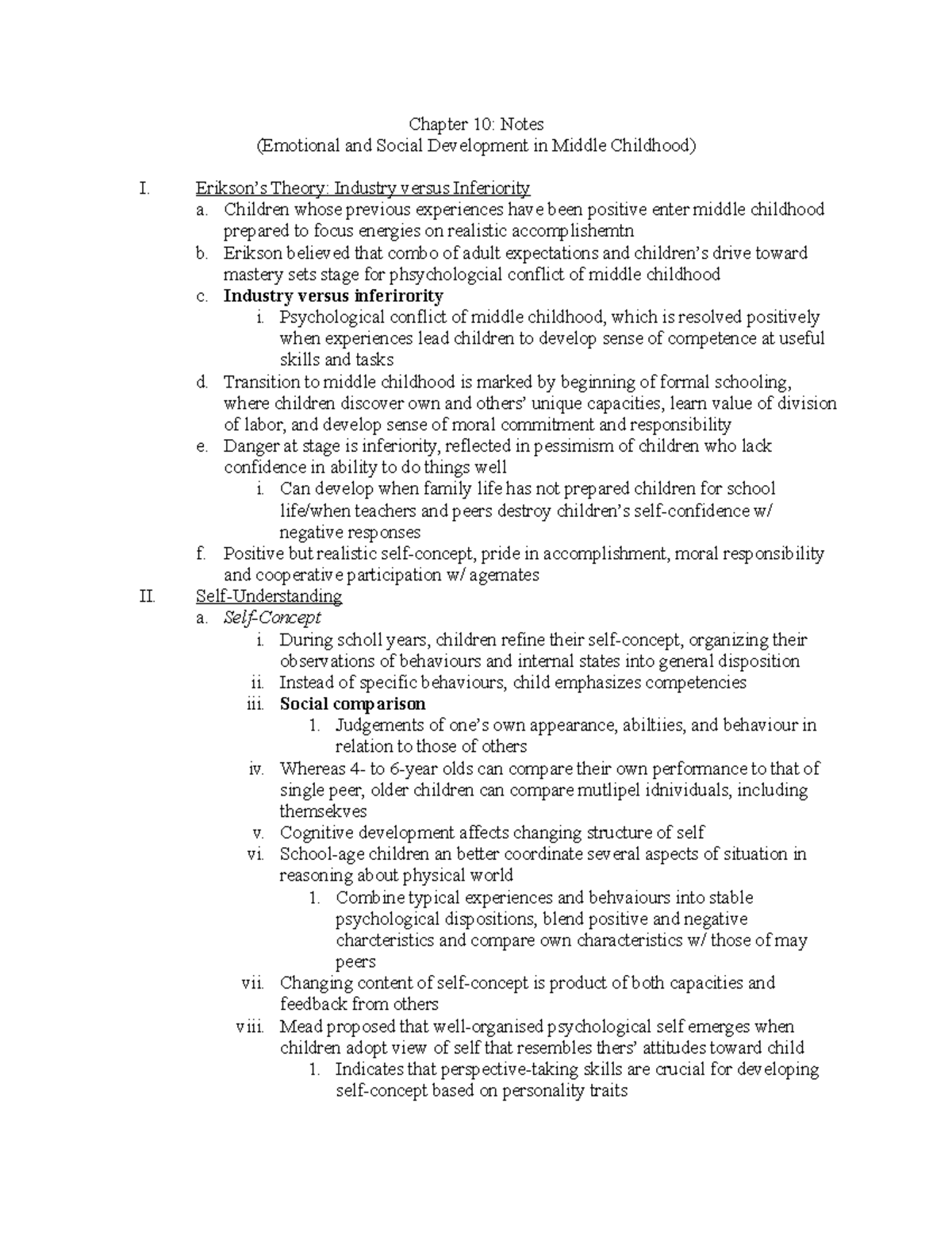 Chapter 10 Notes - Chapter 10: Notes (Emotional and Social Development ...