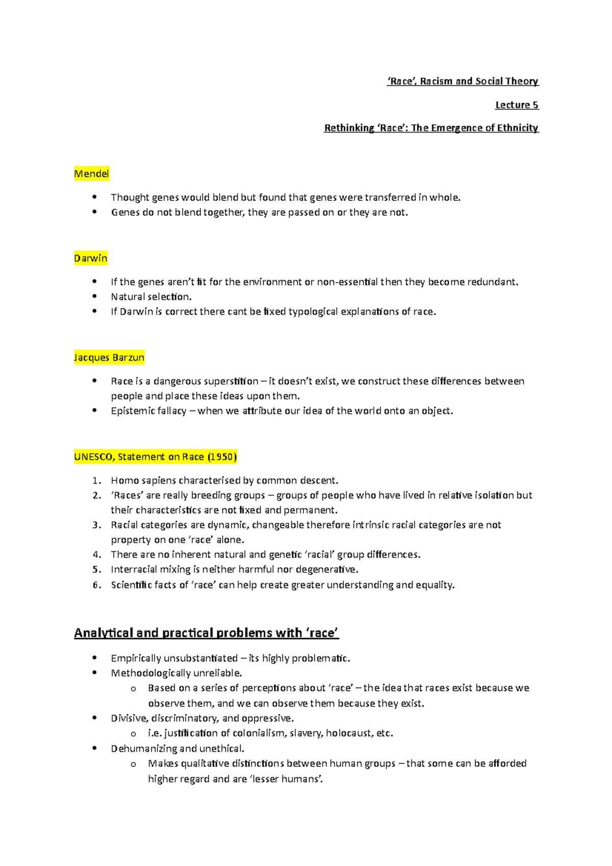 Lecture notes 5 RRST - ‘Race’, Racism and Social Theory Lecture 5 ...