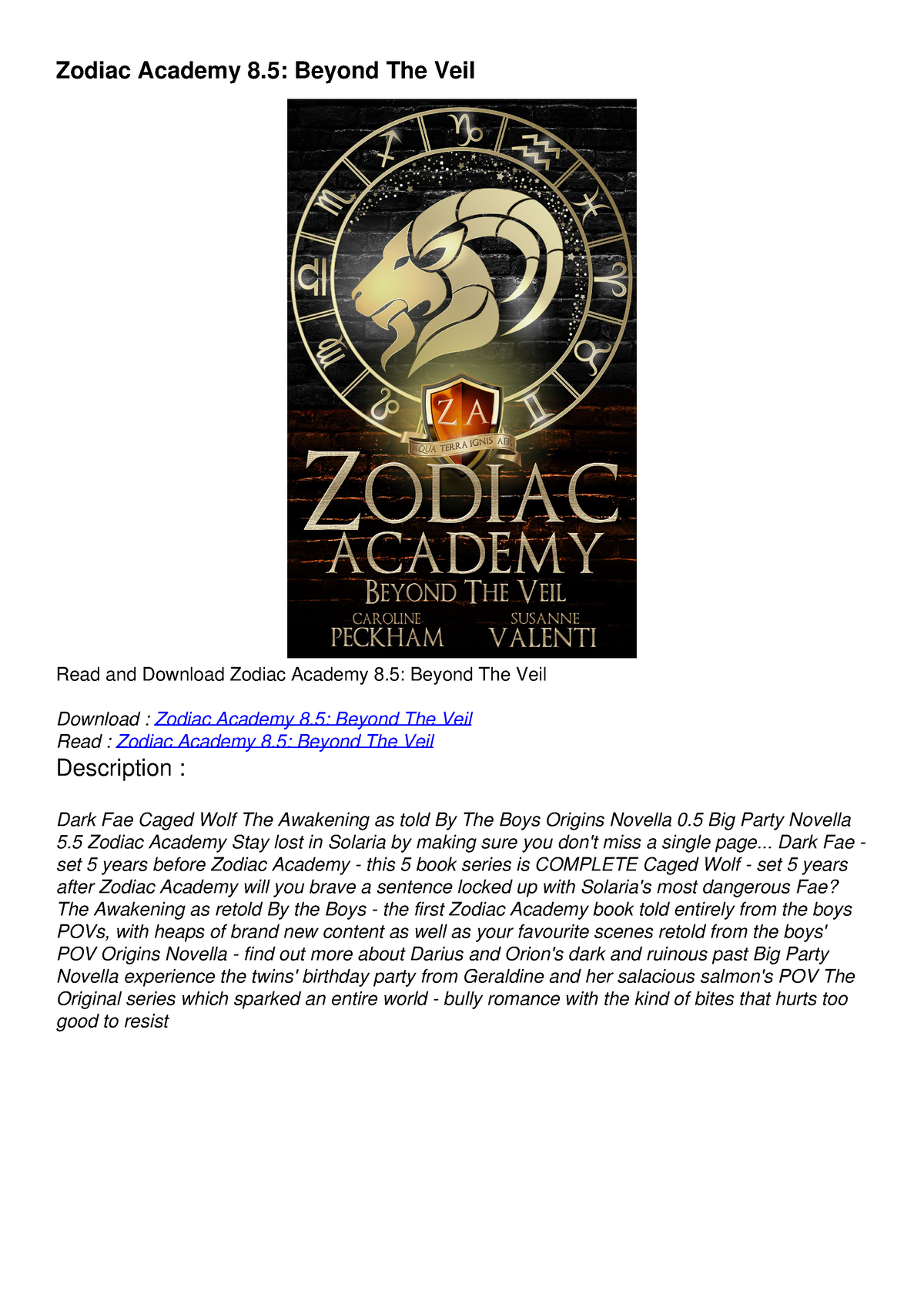 [PDF] DOWNLOAD Zodiac Academy 8.5: Beyond The Veil bestseller - Zodiac ...