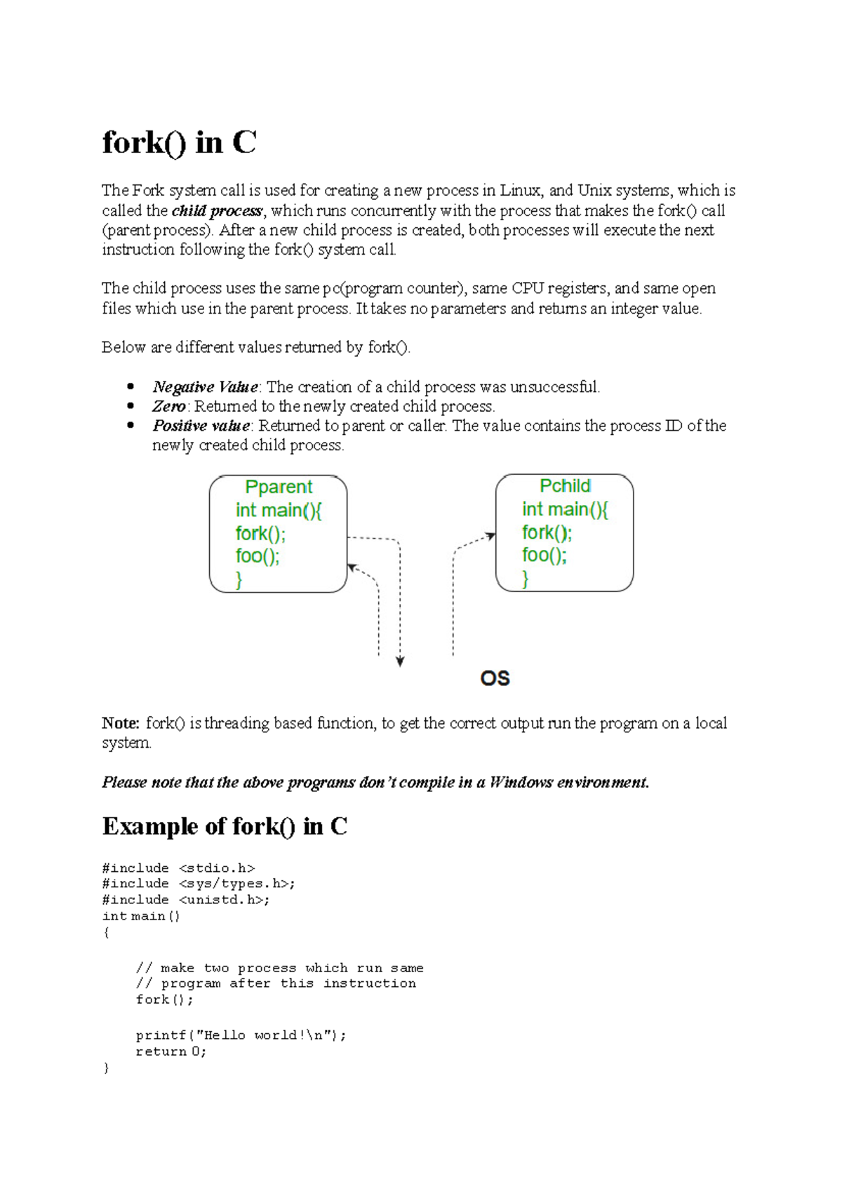 2Creating child process using fork () system call, Orphan and Zombie