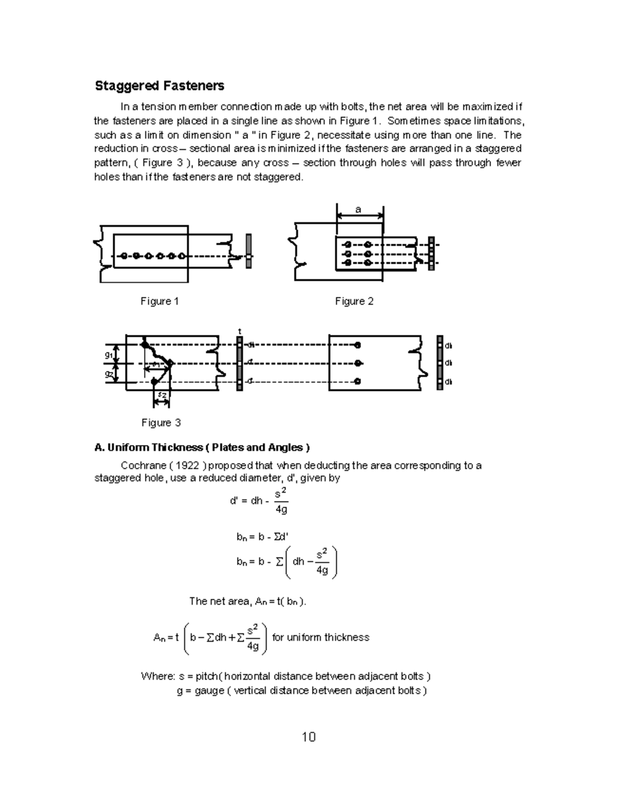 CE 491 Staggered fastener Staggered Fasteners In a tension member