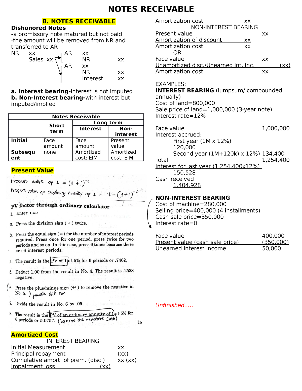 2IA1-6 Notes Receivable - NOTES RECEIVABLE B. NOTES RECEIVABLE ...