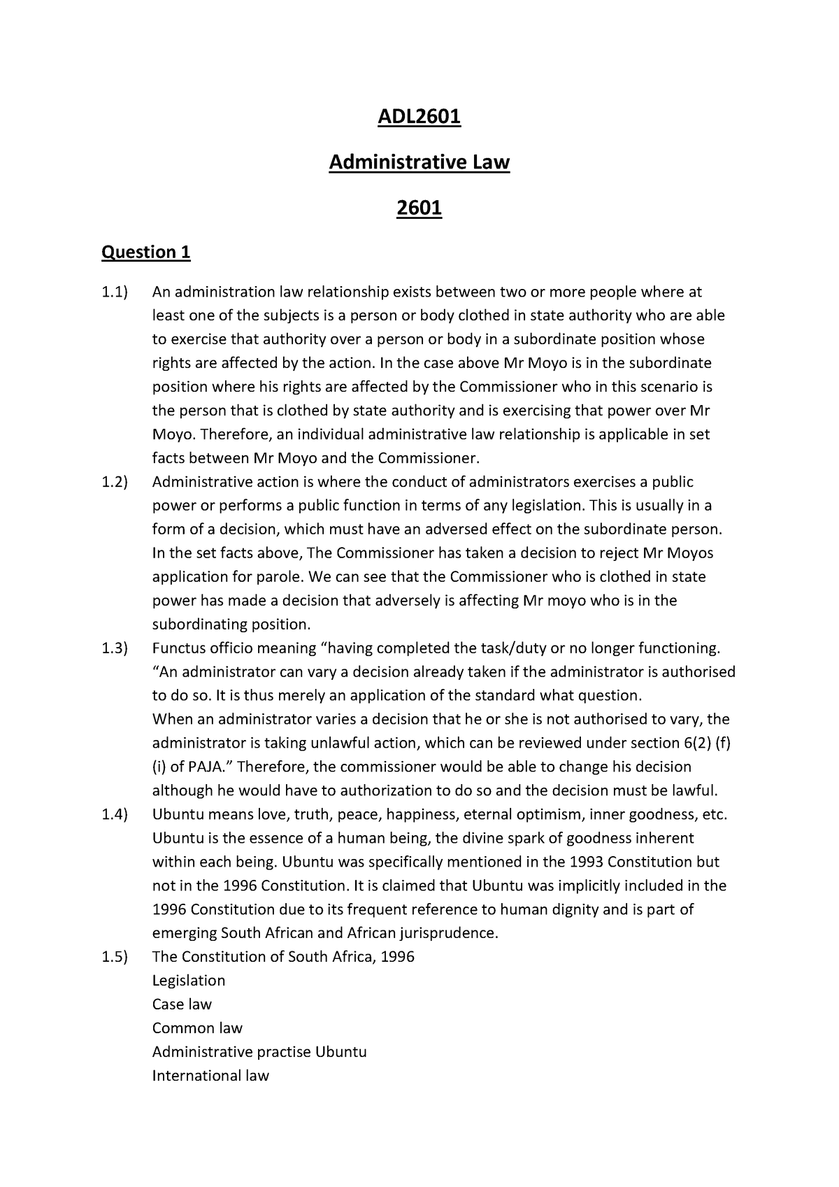 adl2601 assignment 1 2022 answers