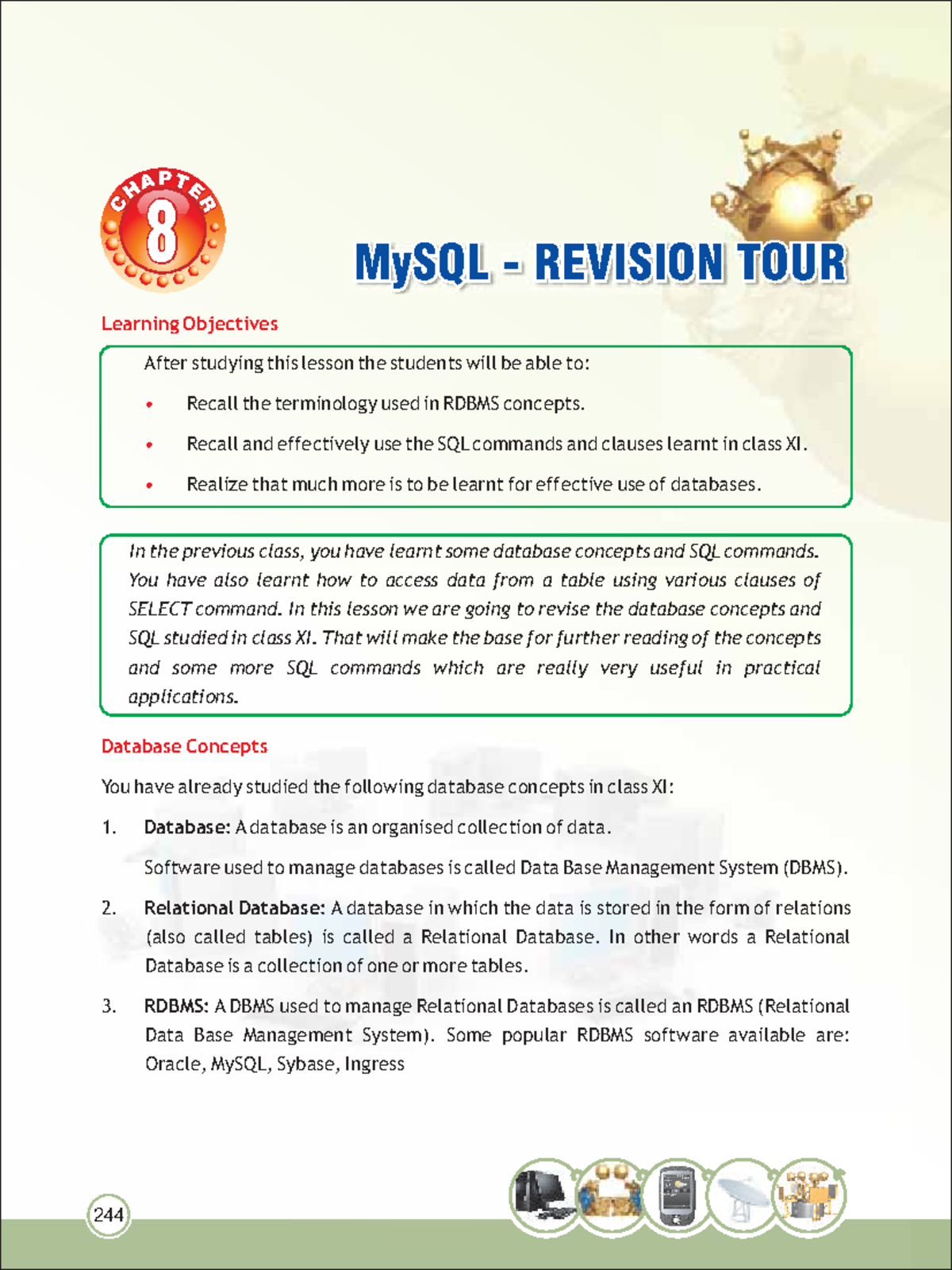 Revision mysql - MySQL - REVISION TOUR Learning Objectives ...