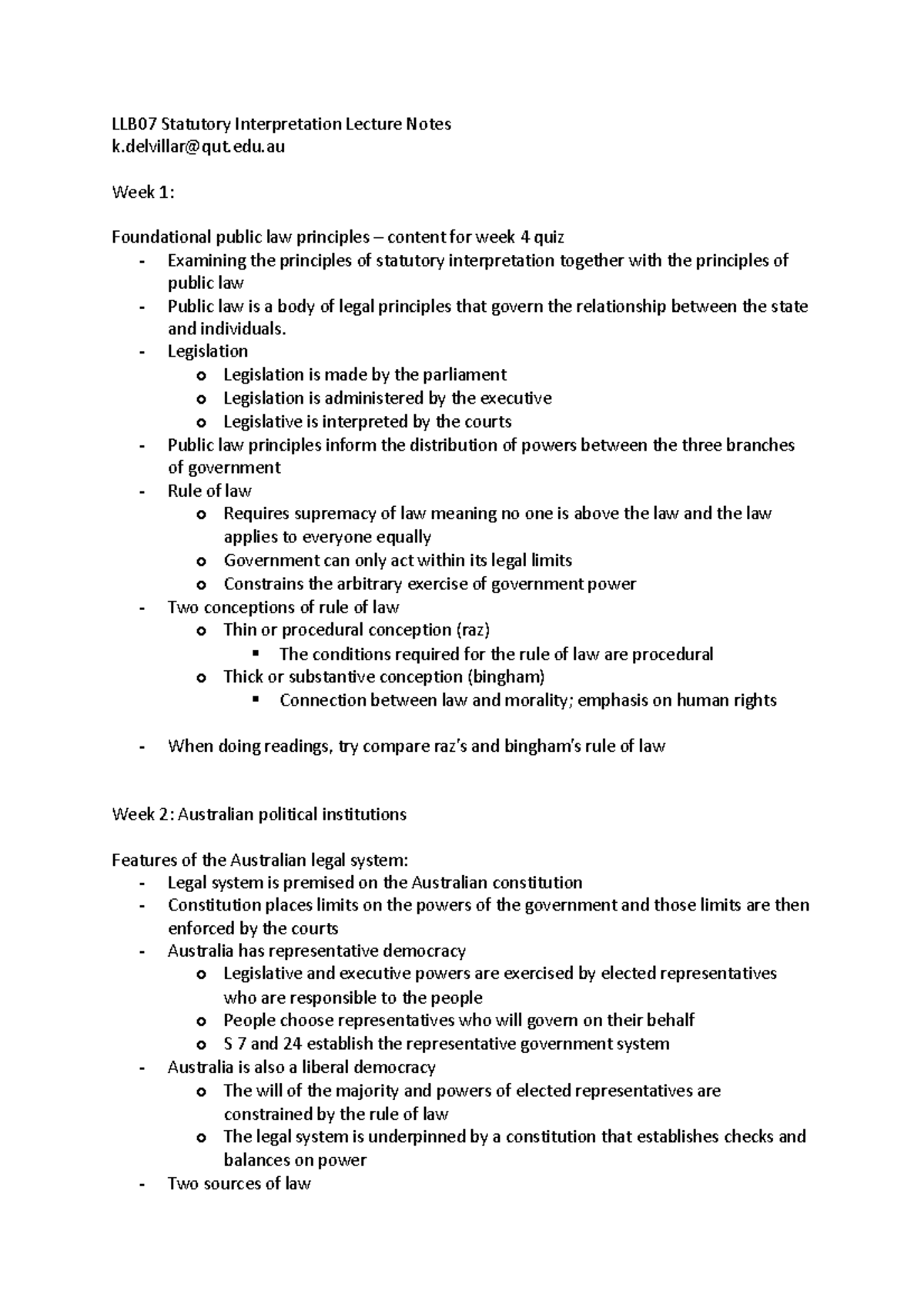 LLB07 Lecture Notes LLB07 Statutory Interpretation Lecture Notes k