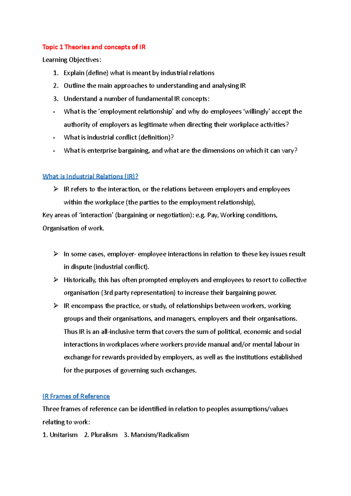 Summary - lecture Week 1-10, complete - Topic 1 Theories and concepts ...