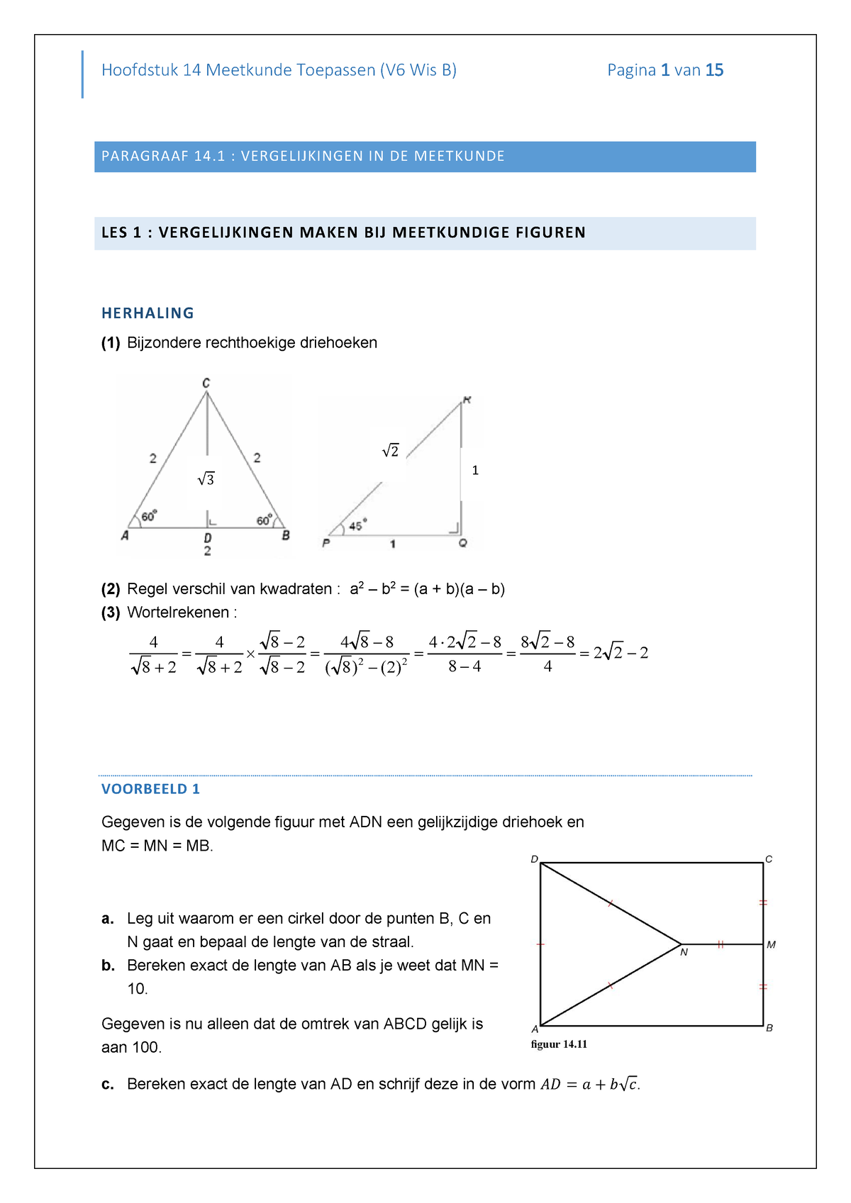 Wi Aant V6 B Hoofdstuk 14 Meetkunde Toepassen (2020) - PARAGRAAF 14 ...