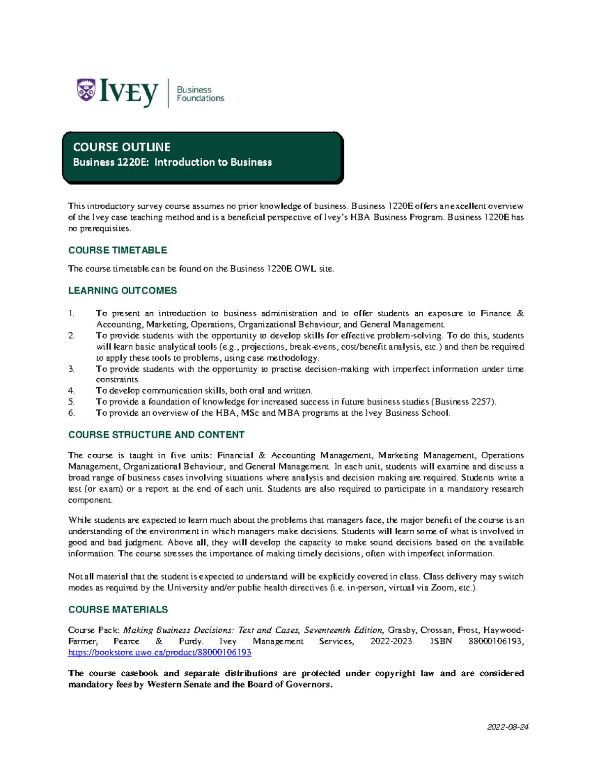 Bus1220E+Course+Outline+FW21+editing-1 - 20 22-08 - This introductory ...