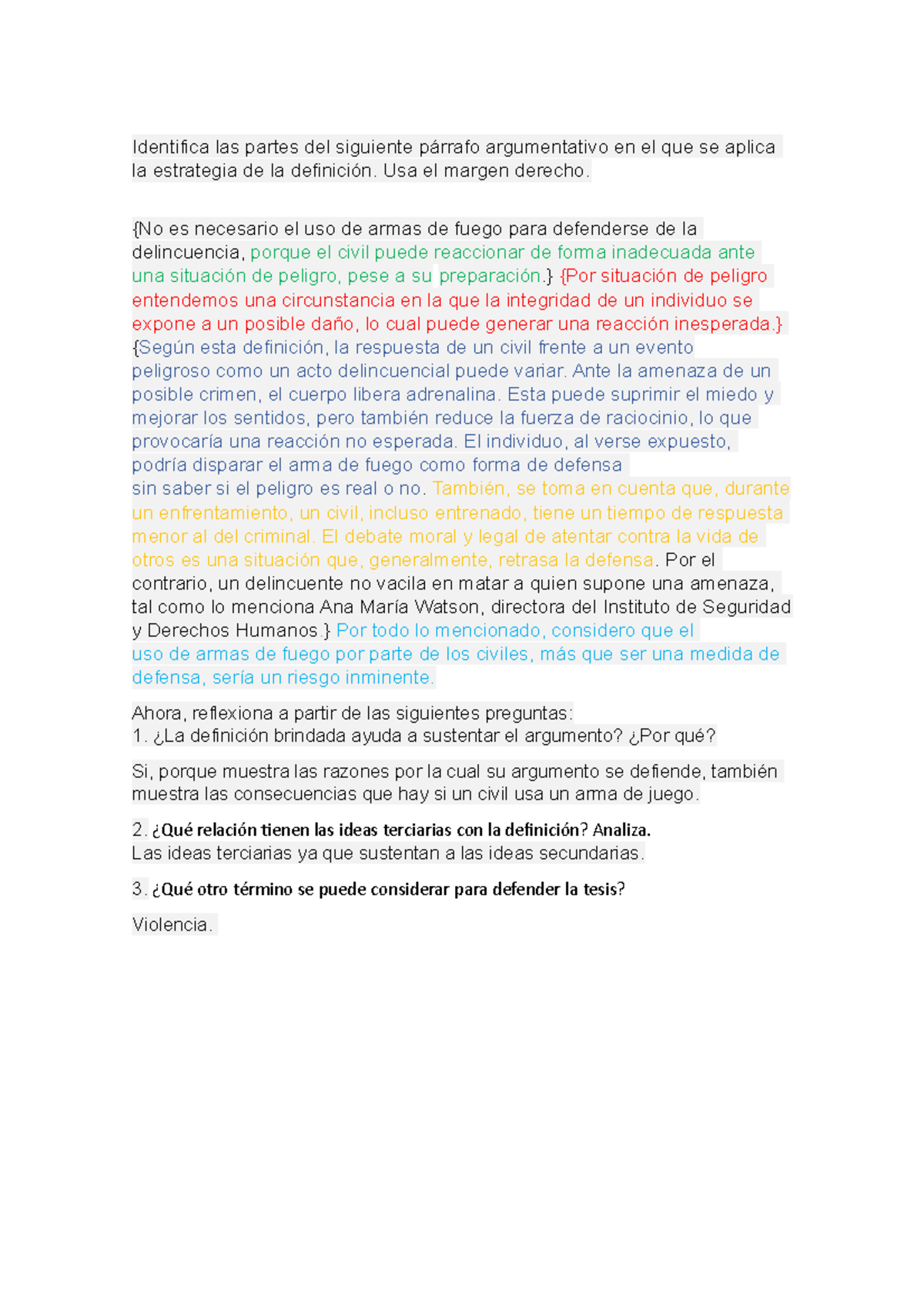 Parrafo argumentativo - Identifica las partes del siguiente párrafo ...