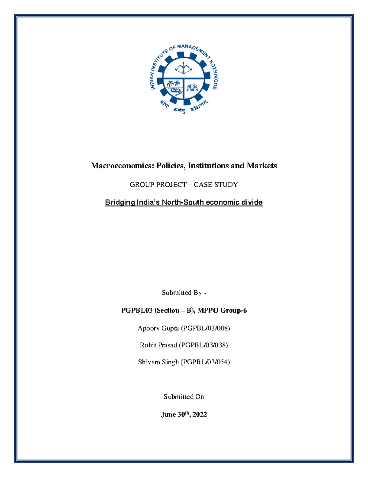 Report - Macroeconomics - Macroeconomics: Policies, Institutions and ...