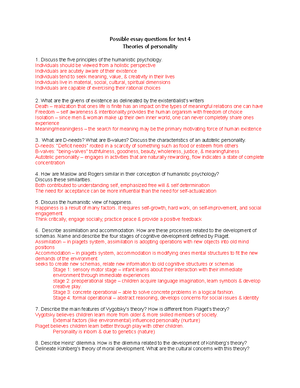 personality test essay questions