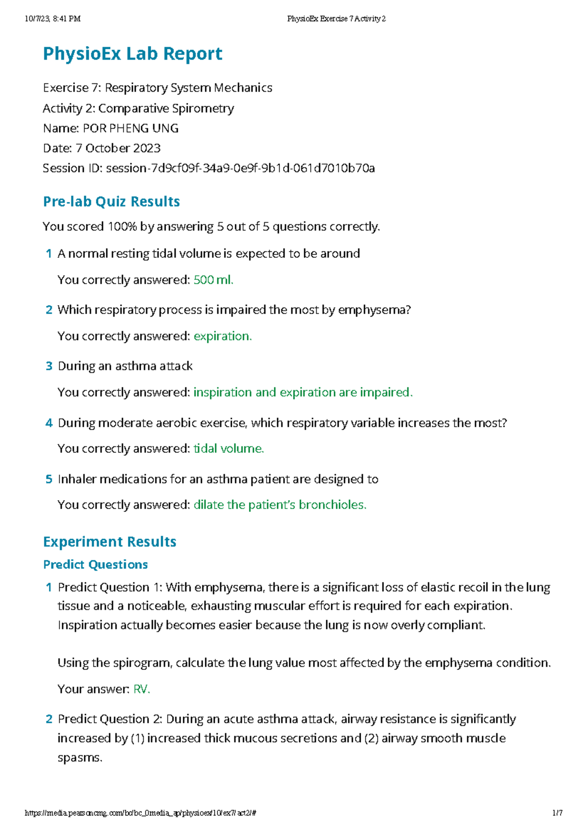 Physio ex exercise 7 activity 2 physioex lab report exercise 7