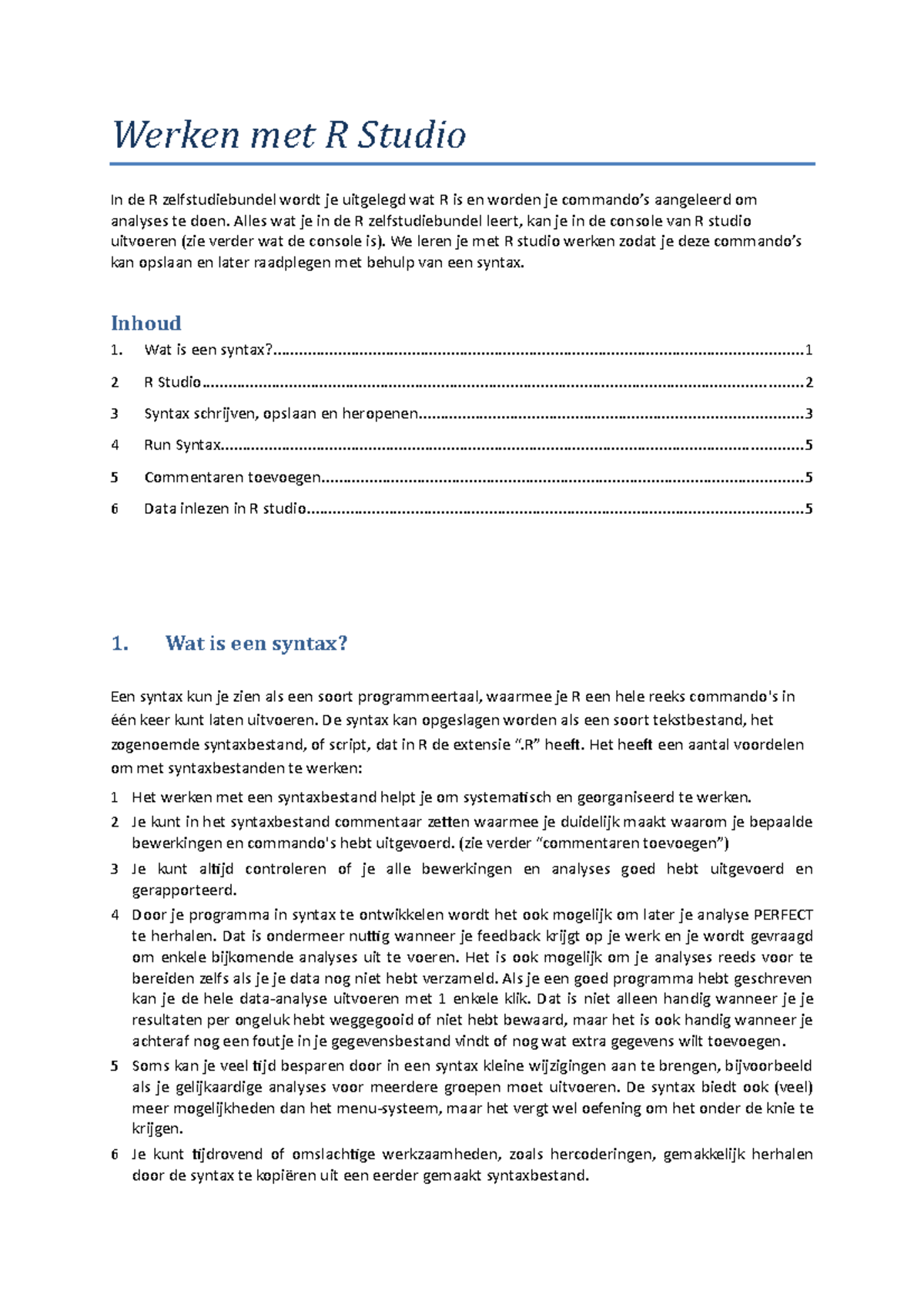 Werken met R Studio - Alles wat je in de R zelfstudiebundel leert, kan ...