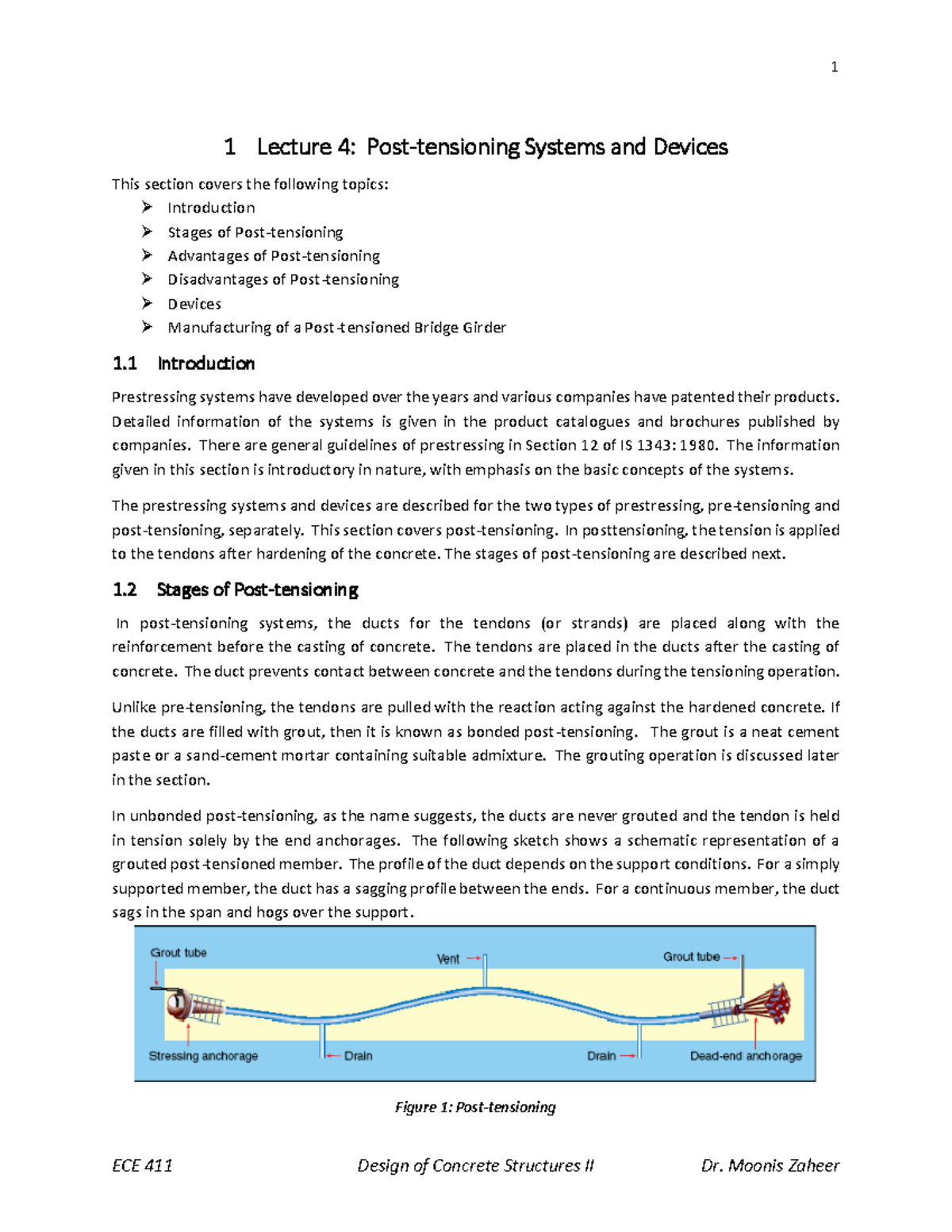 Construction and materials - 1 Lecture 4 : Post-tensioning Systems and ...