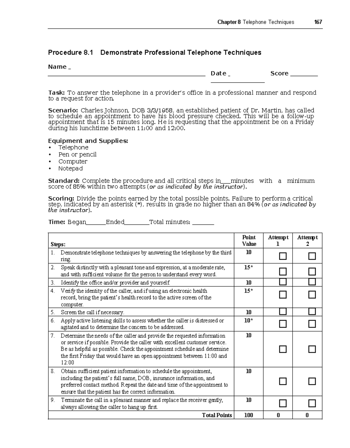 Procedure 8 - LAB - Chapter 8 Telephone Techniques 167 Procedure 8 ...