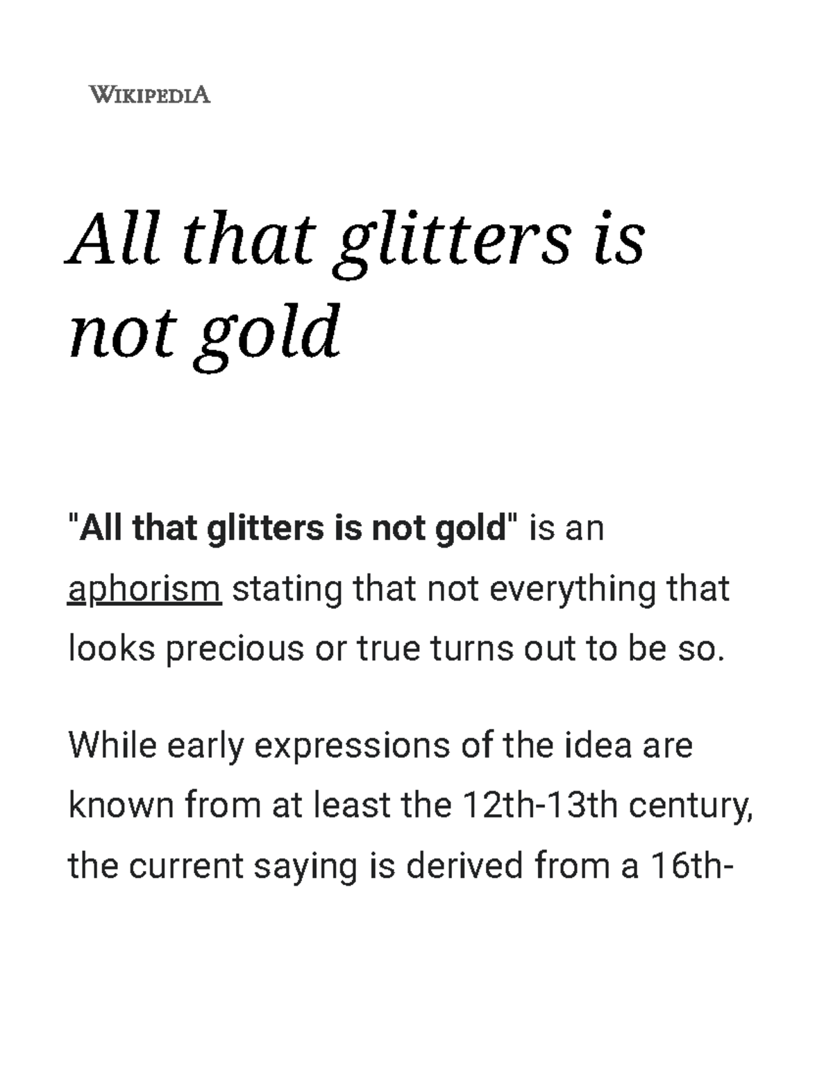 All That Glitters Is Not Gold Wikipedia All That Glitters Is Not 