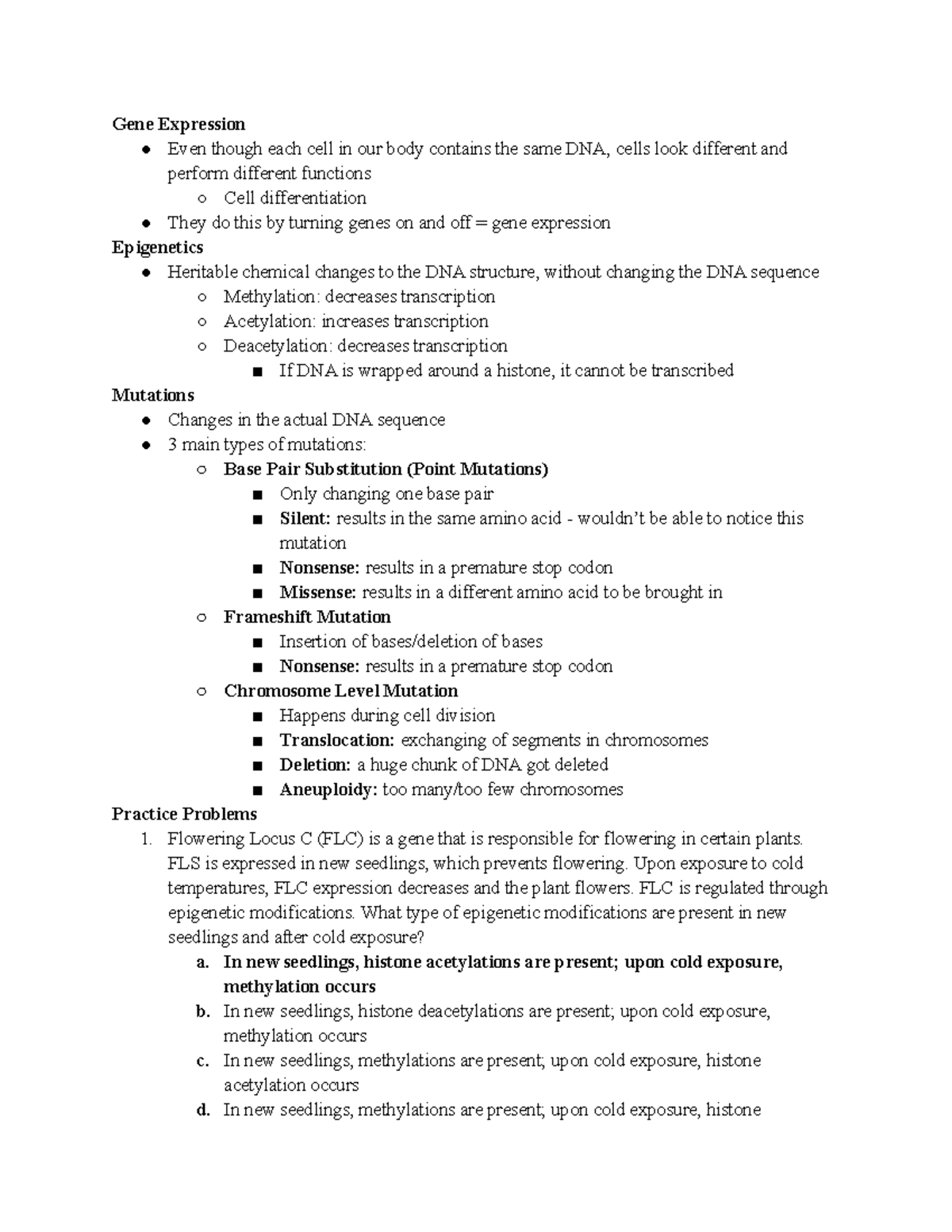 Mutations and Gene Expression Lecture - Gene Expression Even though ...