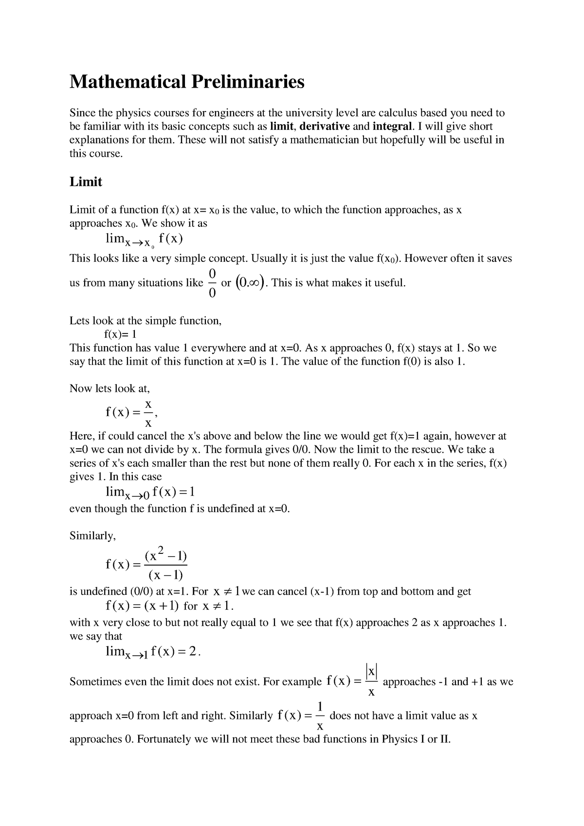 Math Prelims - Mathematical Prelimaniries - Mathematical Preliminaries ...