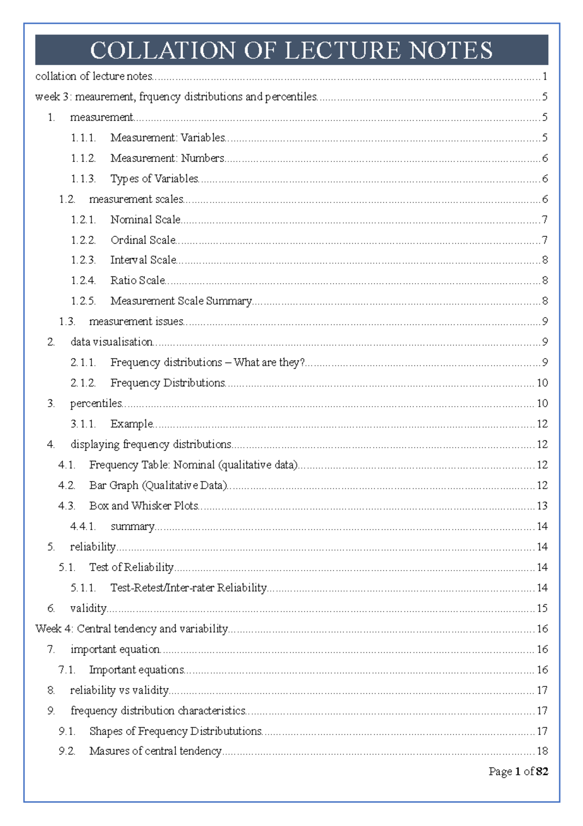 Collation of lecture notes - COLLATION OF LECTURE NOTES collation of ...