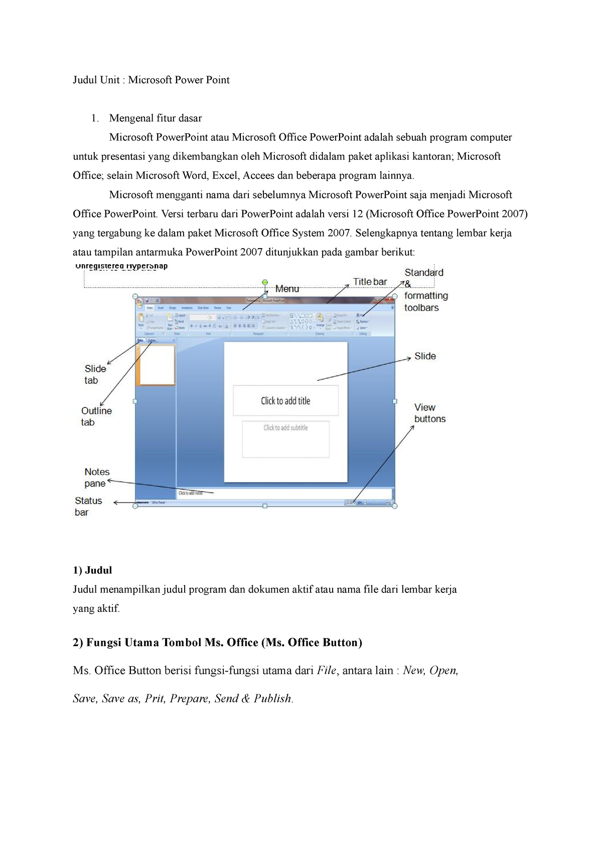 Panduan Microsoft PP 2007 - Judul Unit : Microsoft Power Point Mengenal ...