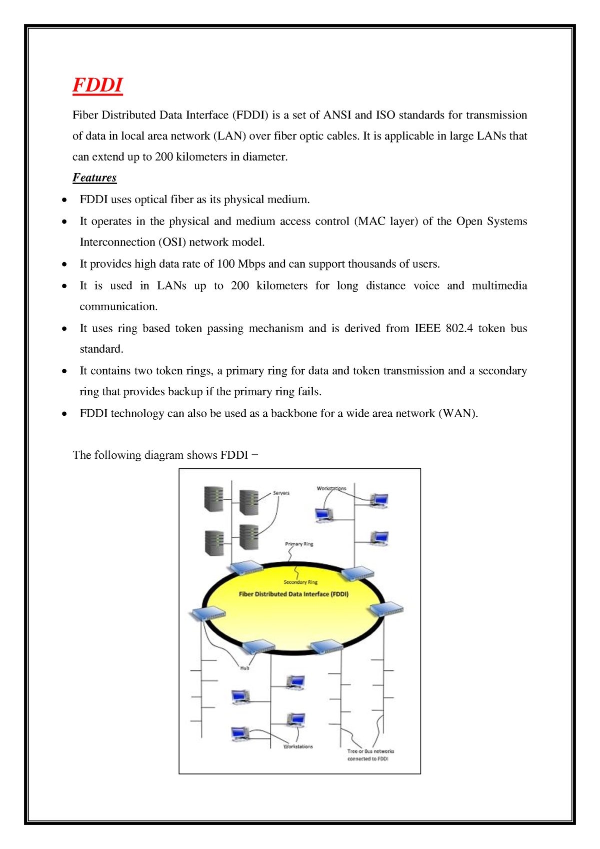 Le FDDI (Fiber Distributed Data Interface)