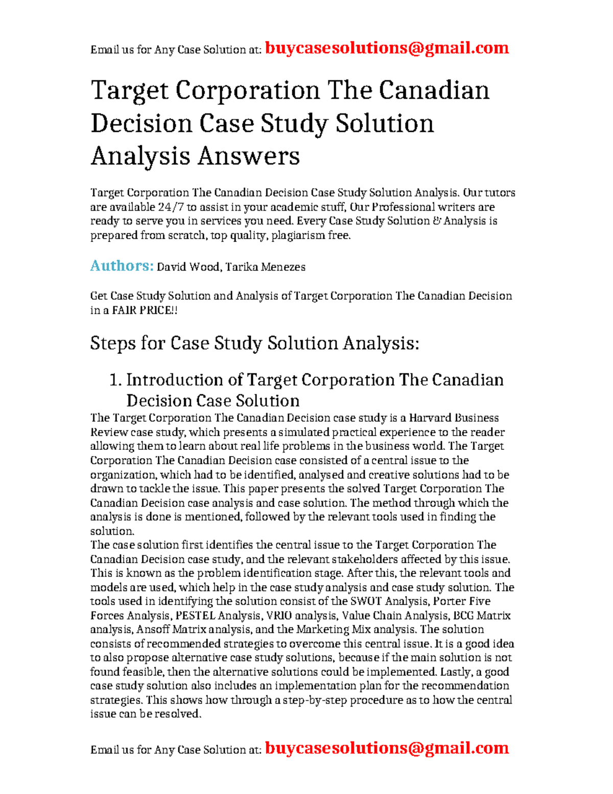 Case Solution Target Corporation The Canadian Decision - Target ...