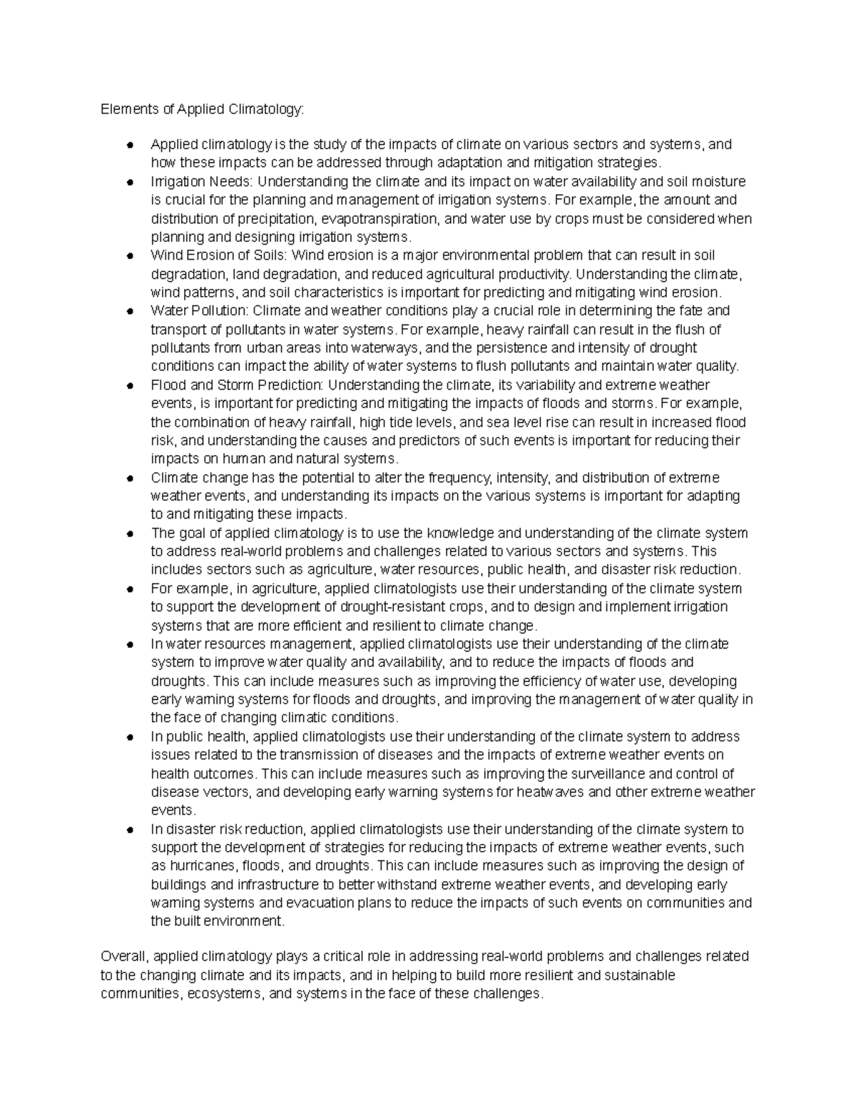 Geography 120 Notes - Elements of Applied Climatology - Elements of ...