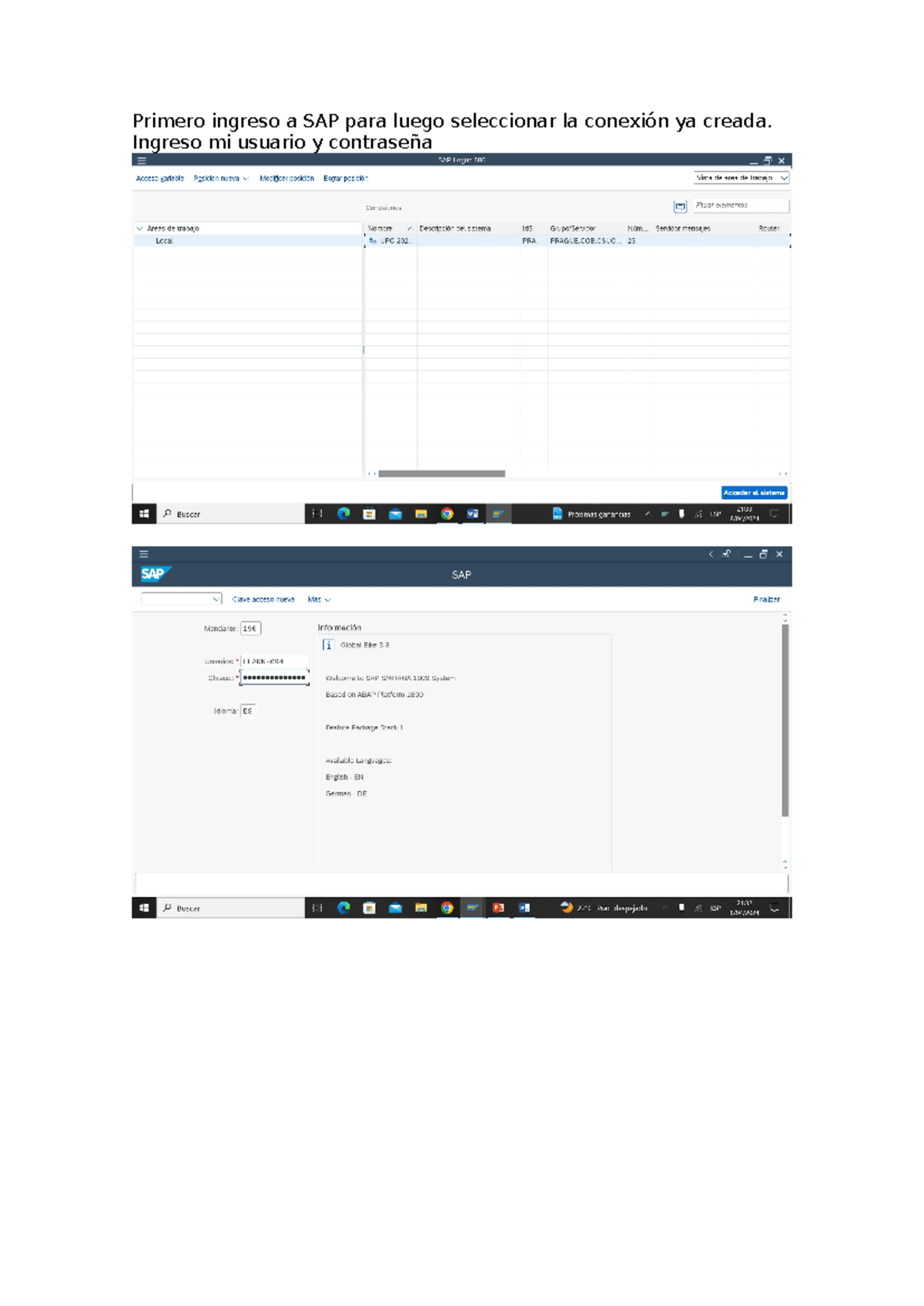 Ingreso sap - ES TAREA DE UNA TAREA JAJAJAJ - Sistemas de informacion ...