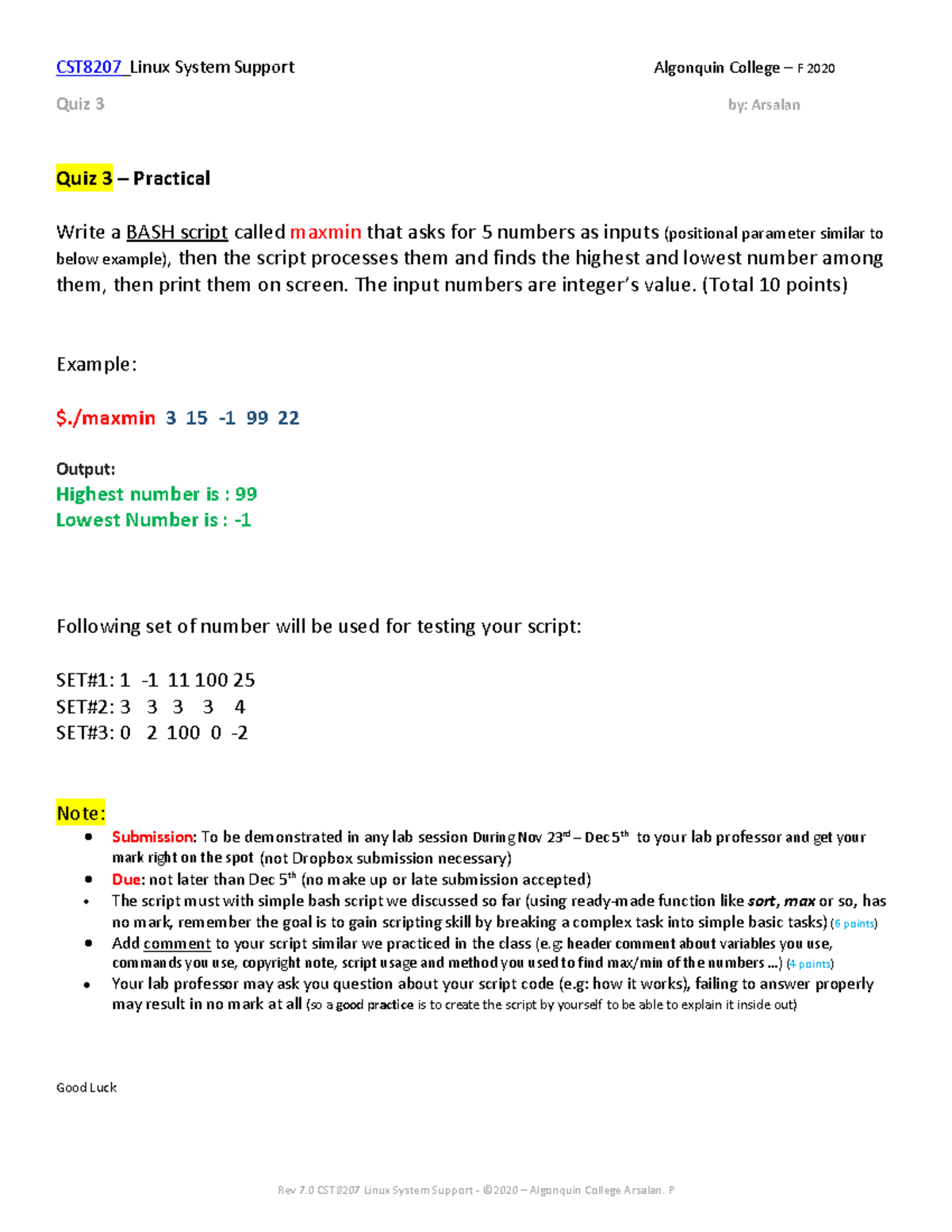 Quiz 3-F2020 - Lecture notes 10-11 - CST8207_Linux System Support ...