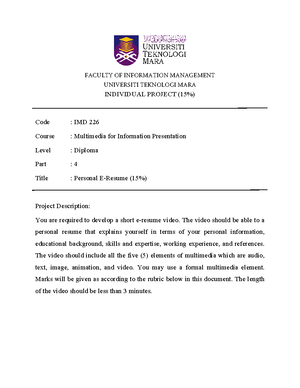 Introduction to Multimedia & Multimedia (IMD226) Storyboard guideline ...