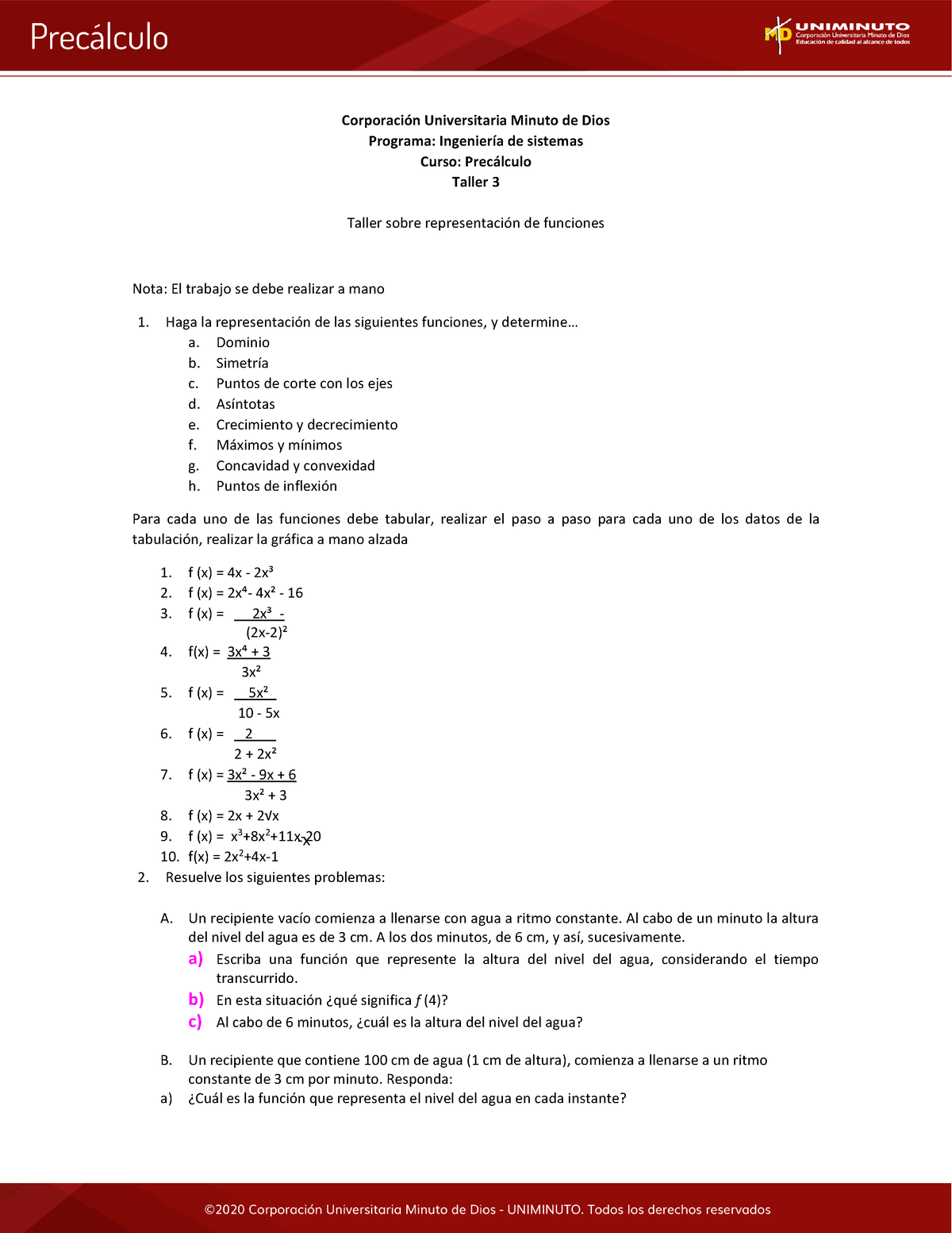 Taller Precalculo Actividad 5 - Corporación Universitaria Minuto De ...