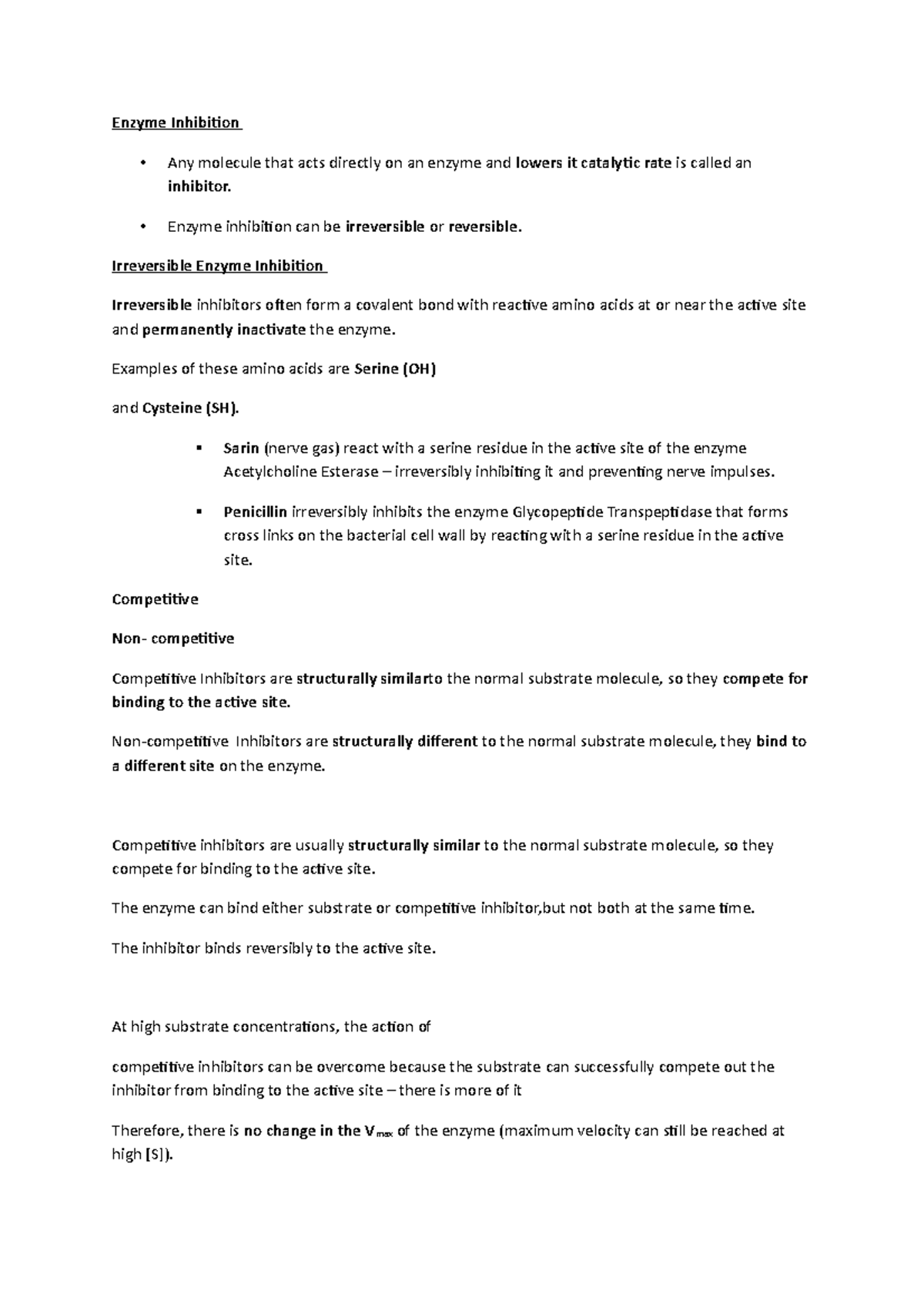 Enzyme kinetics 2 - Lecture notes 3-7 - Enzyme Inhibition - Any ...