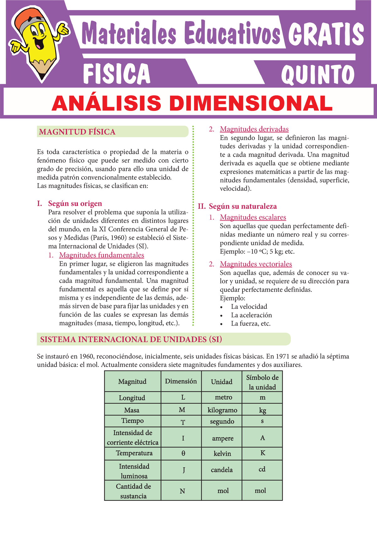 Análisis Dimensional Para Quinto Grado De Secundaria Ok - MAGNITUD ...