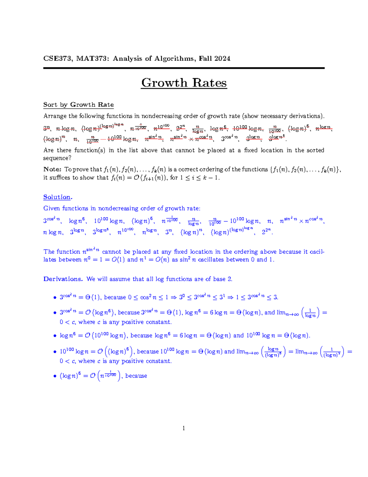 Growth-rates - Algorths - CSE373, MAT373: Analysis of Algorithms, Fall ...