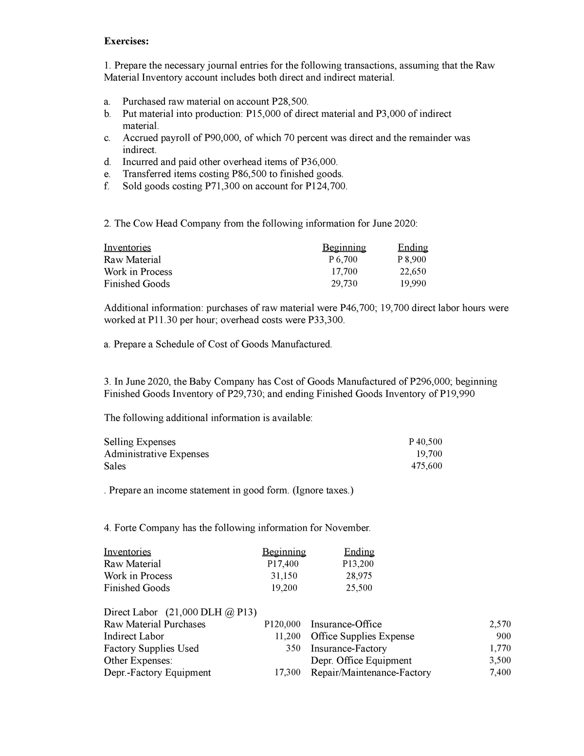 Exercises-Questions-2 - Exercises: Prepare the necessary journal ...