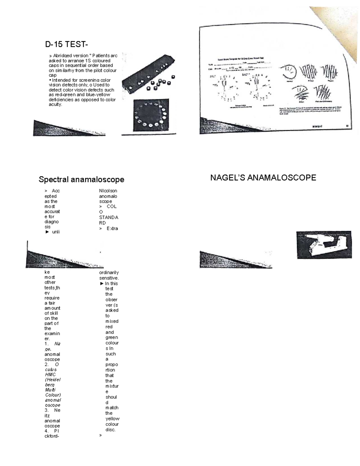 Colour vision and clinical aspects - » Abridged version ” Patients arc ...