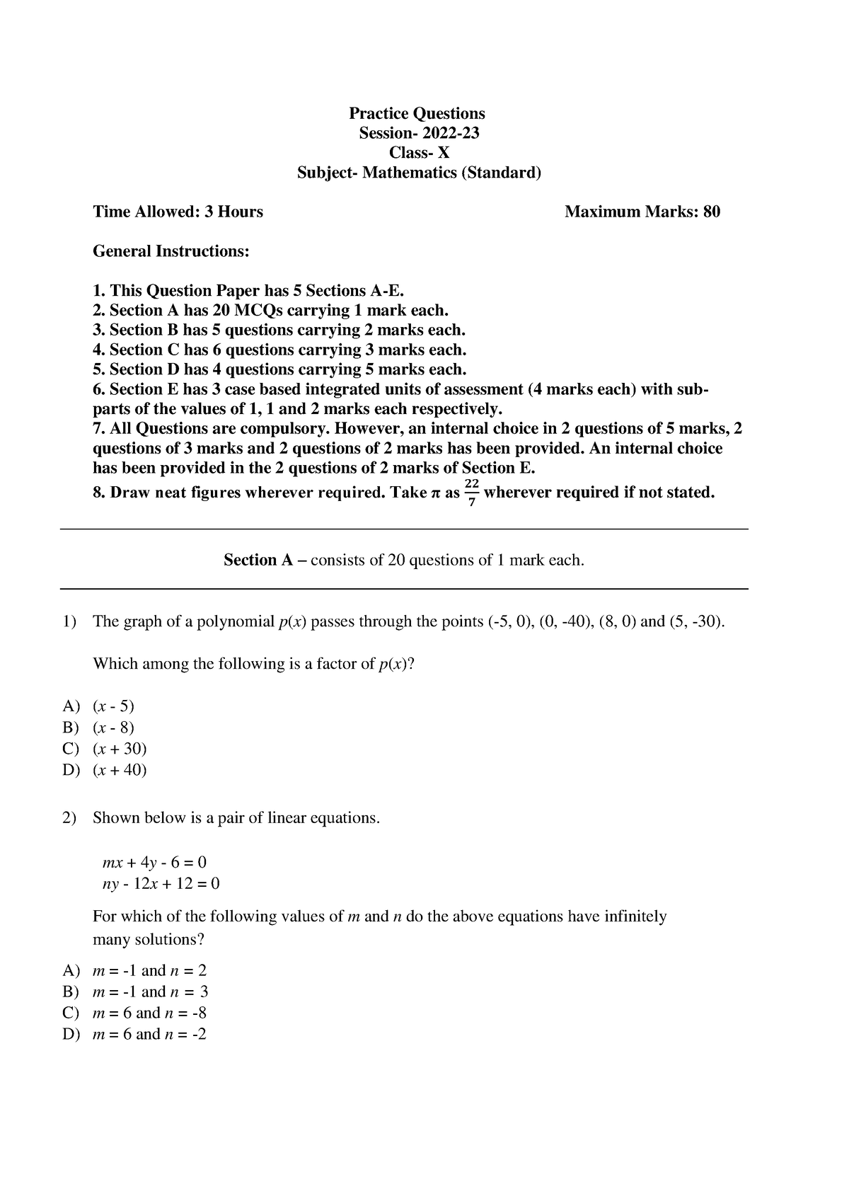 Mathematics-PQ - vbgg - Practice Questions Session- 2022- Class- X ...